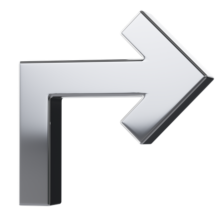 Metal Turn Right Arrow  3D Icon