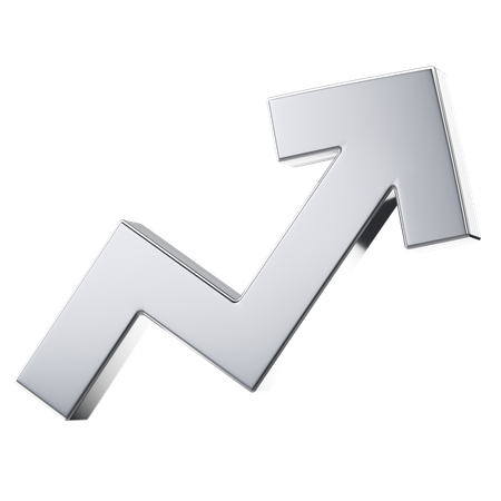 Metal Upward Growth Arrow  3D Icon