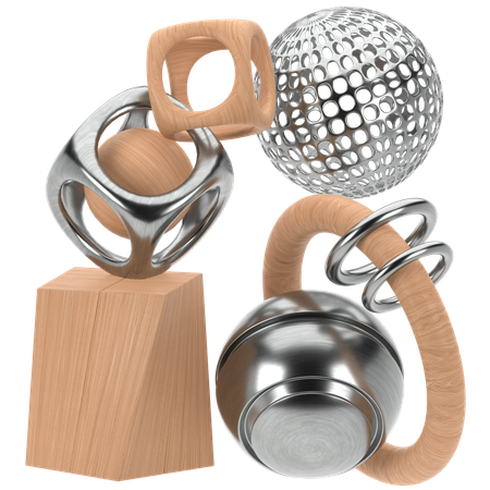 Metal Wood Abstract  3D Icon