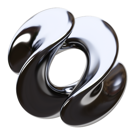 Metallic Abstract Shape  3D Icon