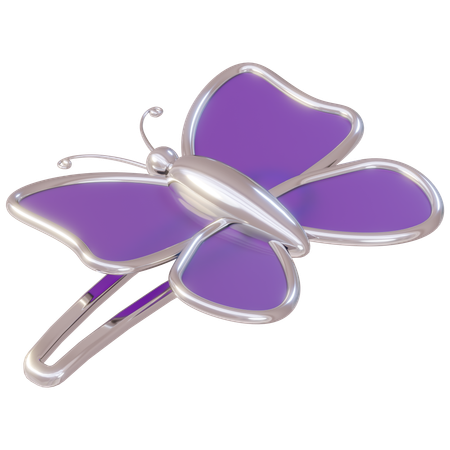 Metallic Butterfly Hair Clip  3D Icon