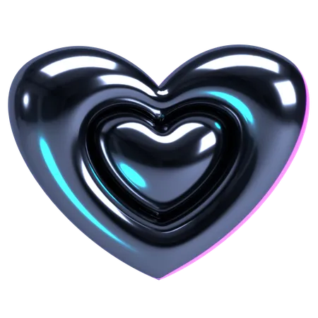 Metallic Heart Balloon  3D Icon