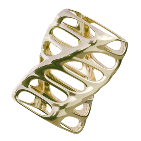 メタリックリボン彫刻抽象形状  3D Icon