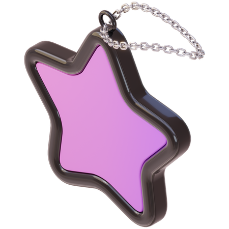 Metallic Star Keychain  3D Icon