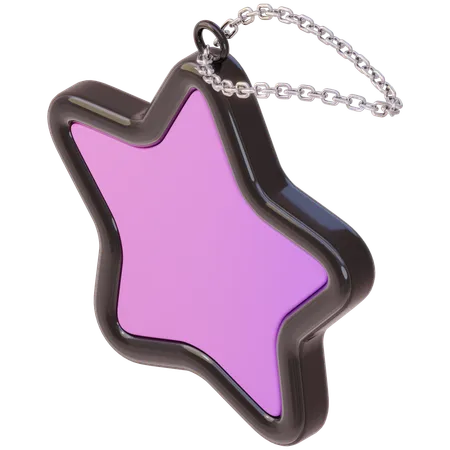 Metallic Star Keychain  3D Icon