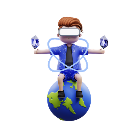 Metaverse Character In Meta World  3D Illustration