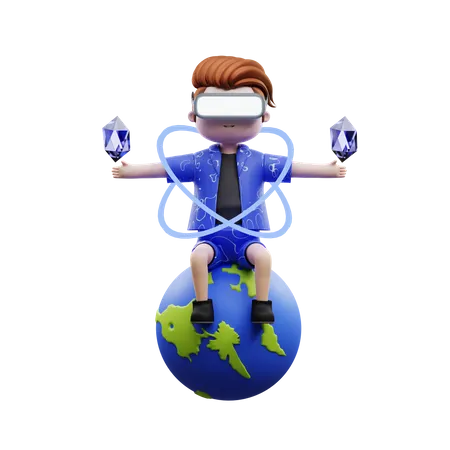 Metaverse Character In Meta World  3D Illustration