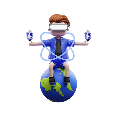 Metaverse Character In Meta World 3D Illustration