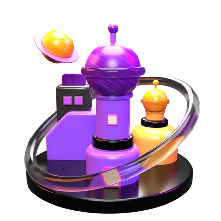 Metaverse City  3D Icon