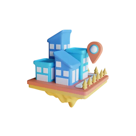 Metaverse City Location  3D Icon