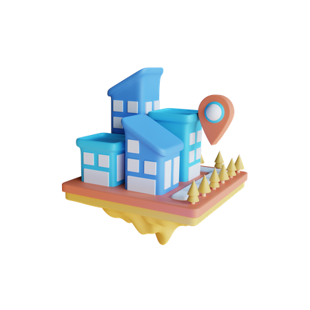 Metaverse City Location 3D Icon