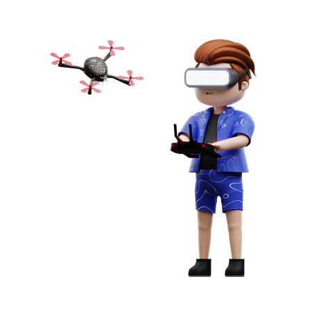 Metaverse Controlling Drone  3D Illustration