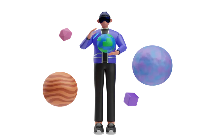 Metaverse Digital Virtual Reality  3D Illustration