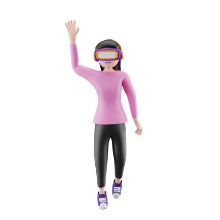 Fille du métaverse qui porte des lunettes VR  3D Illustration