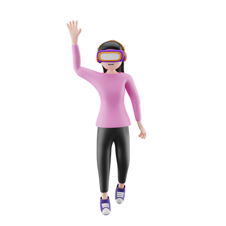 Metaverse girl who wears VR glasses 3D Illustration