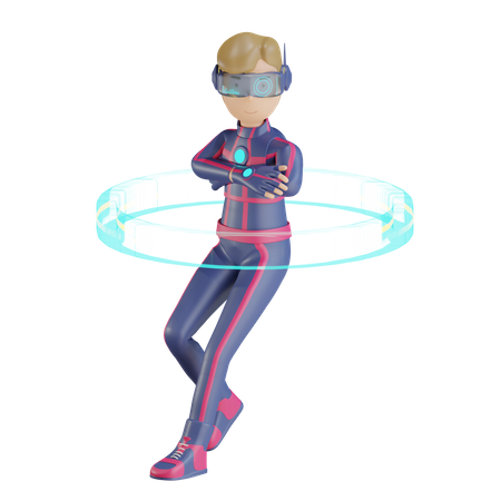 Metaverse Man cool pose  3D Illustration