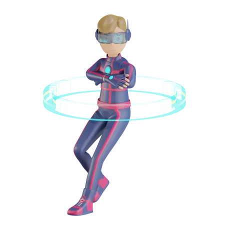 Metaverse Man cool pose  3D Illustration