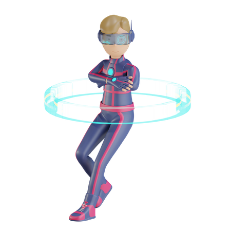 Metaverse Man cool pose 3D Illustration