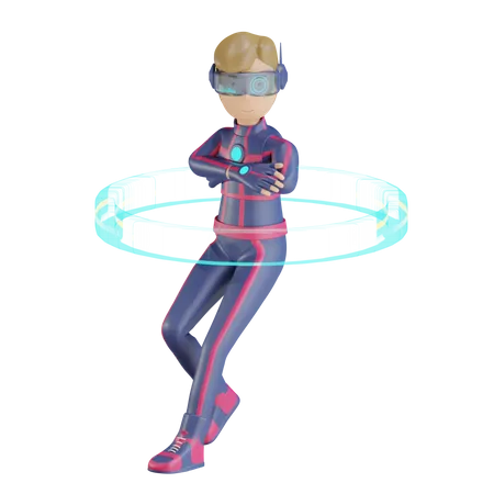 Metaverse Man cool pose 3D Illustration
