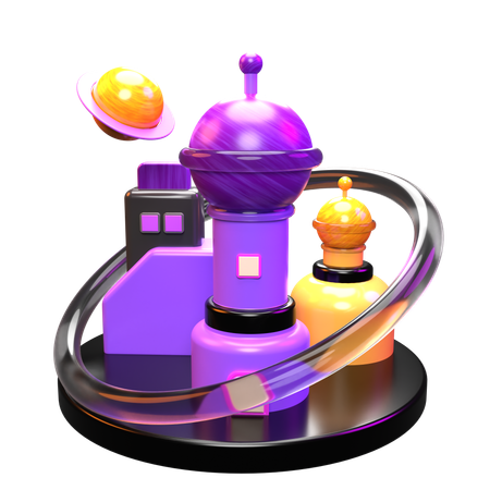 Metaverse-Stadt  3D Icon