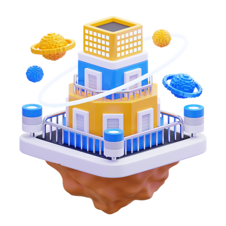 Metaverse-Stadt  3D Icon