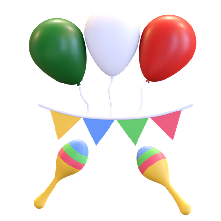 Mexican balloon party  3D Illustration