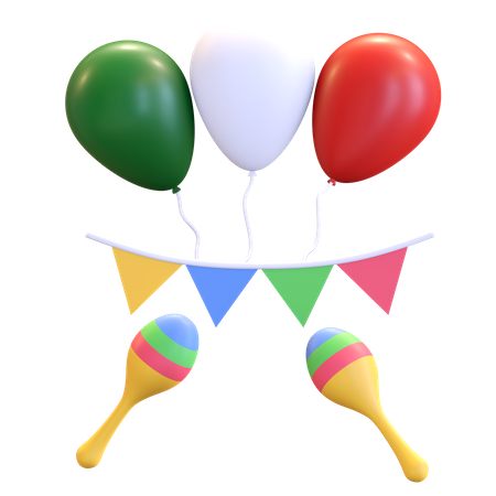 Mexican balloon party 3D Illustration