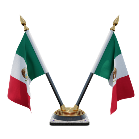 Mexico Double Desk Flag Stand  3D Flag