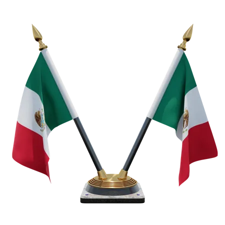 Mexico Double Desk Flag Stand  3D Flag
