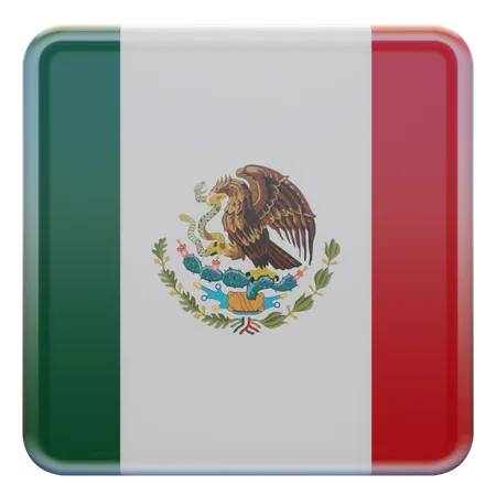 Mexico Square Flag  3D Icon