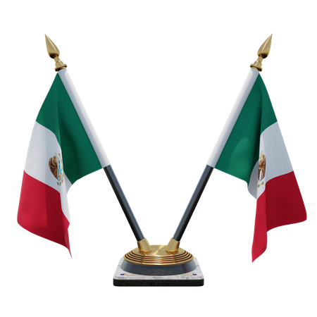 Mexiko Doppel-Tischflaggenständer  3D Flag