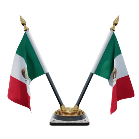 Mexiko Doppel-Tischflaggenständer  3D Flag