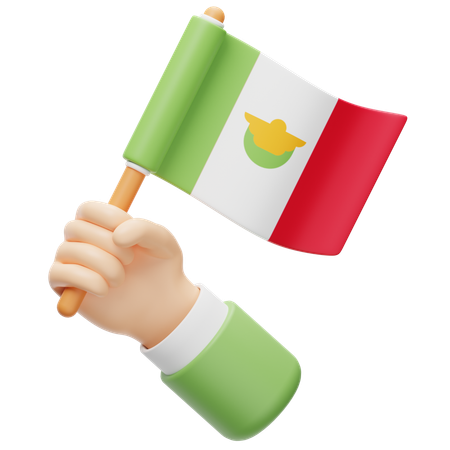 Mexiko Flagge in der Hand  3D Icon