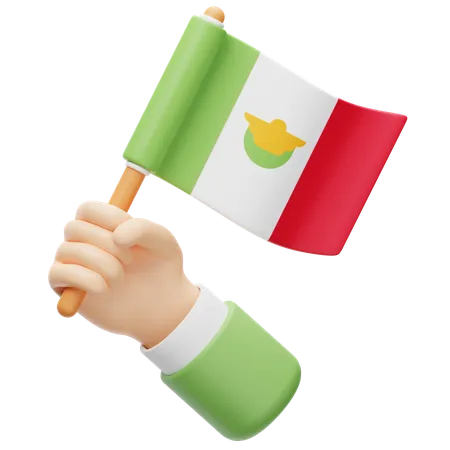 Mexiko Flagge in der Hand  3D Icon