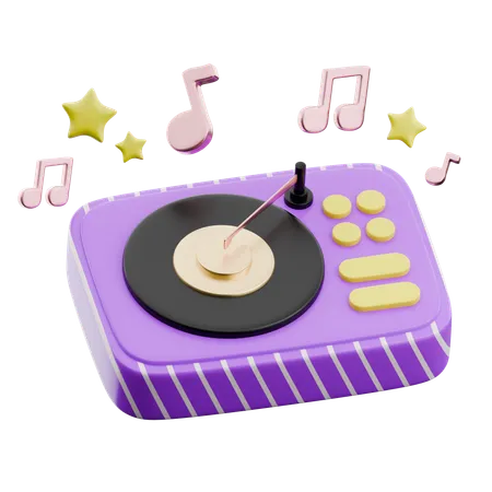 Mezclador de disc jockey con notas musicales y estrellas  3D Icon