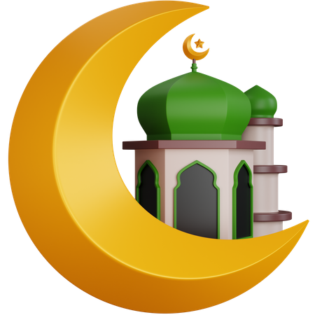 Mezquita con luna  3D Icon