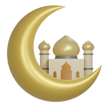 Mezquita con luna  3D Icon