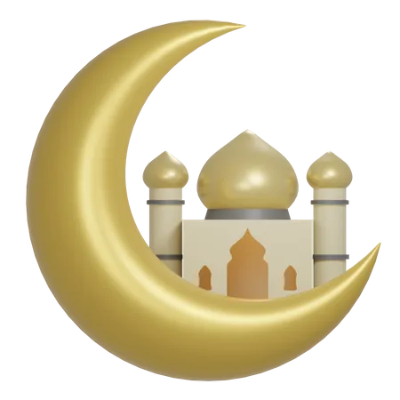 Mezquita con luna  3D Icon