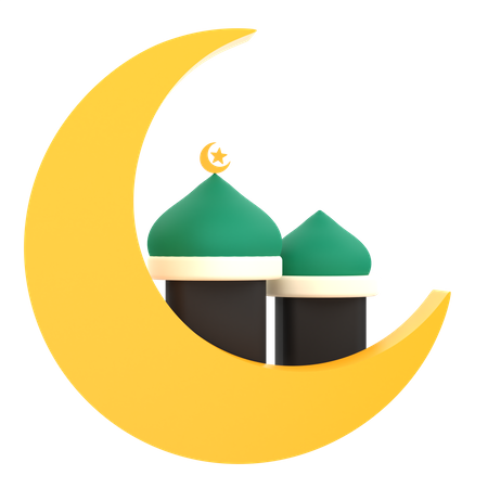 Mezquita y luna creciente  3D Icon
