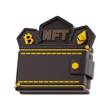 3 D NFT Coin Wallet With Black Color Icon 3D Icon