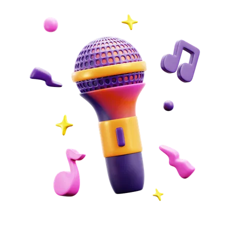 Microphone Singing Equipment For Audio Music Entertainment Or Party Master Ceremony 3 D Icon Illustration Design 3D Icon