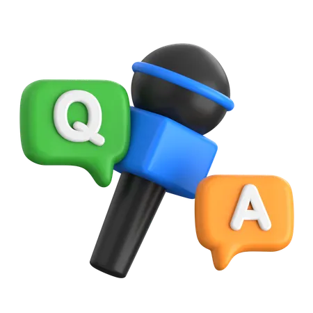 Mic Question And Answer  3D Icon