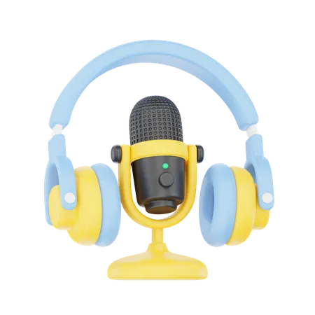 Mic with Headphone  3D Icon