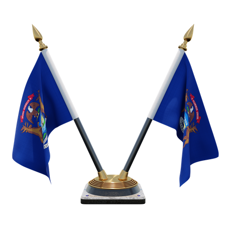 Michigan Double Desk Flag Stand  3D Illustration