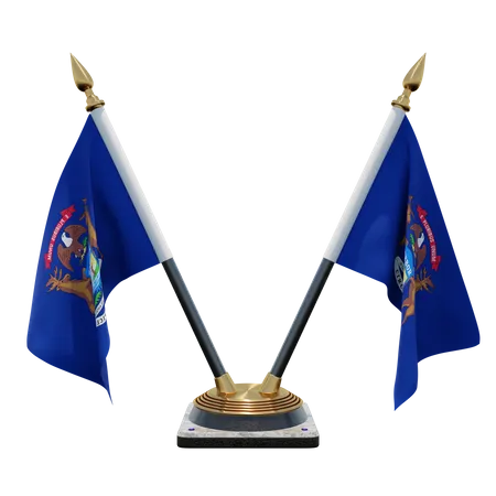 Soporte de bandera de escritorio doble Michigan  3D Flag