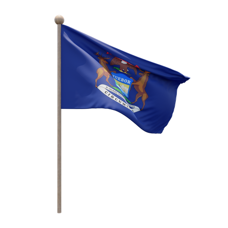 Michigan Flag Pole  3D Flag