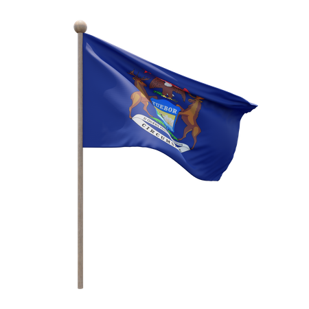 Michigan Flagpole 3D Illustration