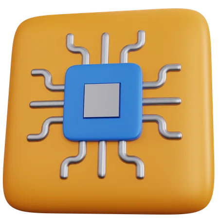 3 D Rendering Icon Chip Isolated 3D Icon