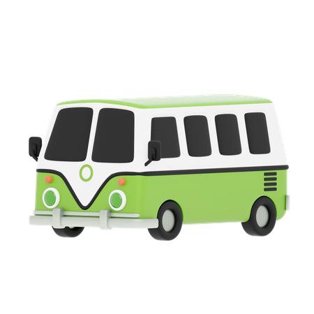 Microônibus verde  3D Icon