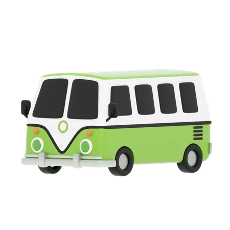 Microônibus verde  3D Icon